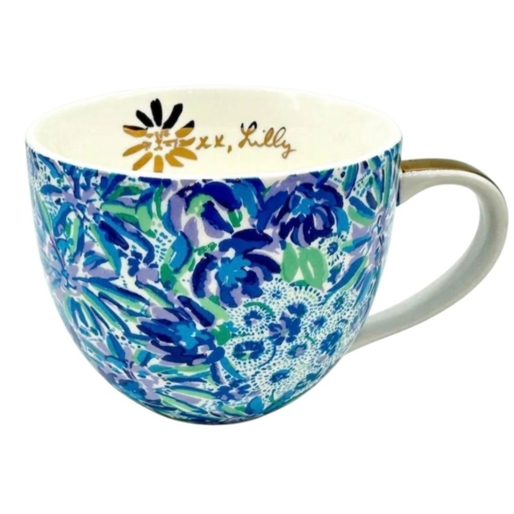 Lilly Pulitzer Lion Around Coffee Tea Mug Hidden Lion Face In Leaves 12 OZ Cup